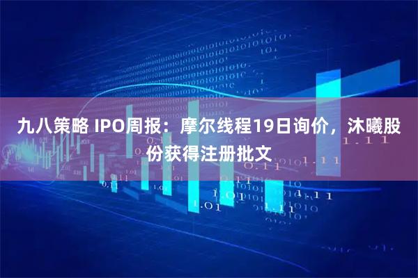 九八策略 IPO周报：摩尔线程19日询价，沐曦股份获得注册批文