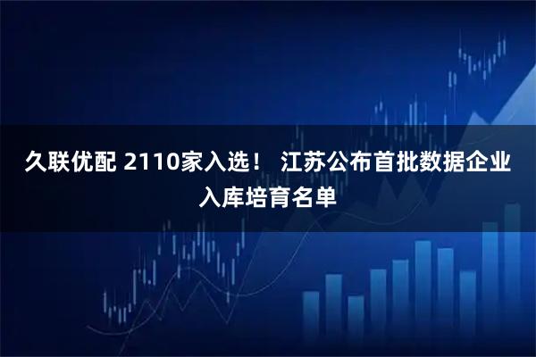 久联优配 2110家入选！ 江苏公布首批数据企业入库培育名单